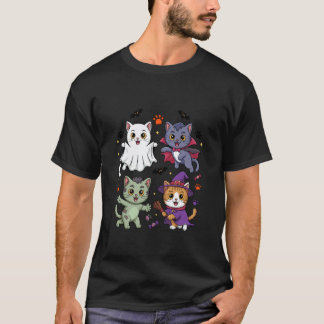 Funny Halloween Cats in Costumes T-Shirt