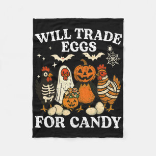 Funny Halloween Chicken Trade Eggs For Candy Trick Fleece Blanket