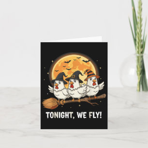 Funny Halloween Chicken Witches Broomstick Soky He Card