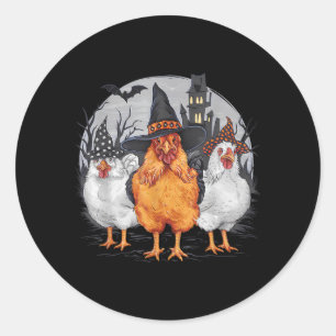 Funny Halloween Chickens Witch Spooky Season Classic Round Sticker