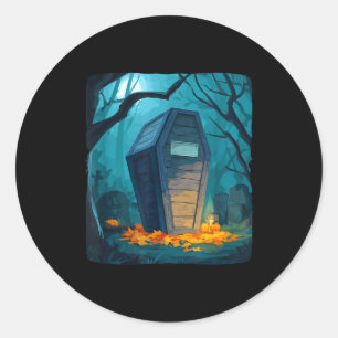 Funny halloween coffin costume for boys and girls classic round sticker