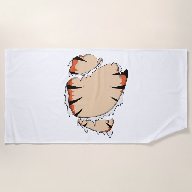 Funny Halloween Cool Funny Halloween For Tiger Beach Towel (Front)