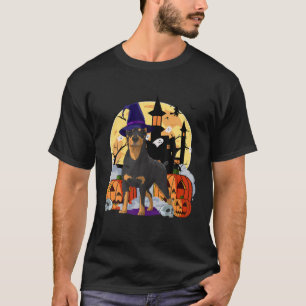 Funny Halloween Corgi Witch Bat Pumpkin T-Shirt