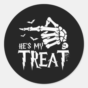 Funny Halloween Costume Couple Skeleton Matching S Classic Round Sticker