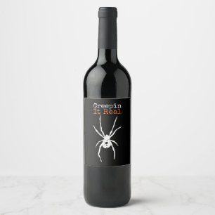 Funny Halloween Costume - Creepin It Real Spider Wine Label