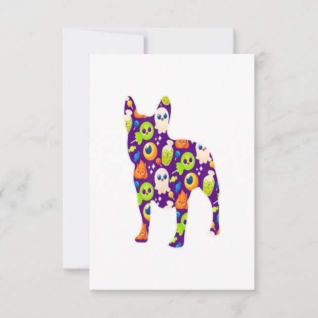 Funny Halloween Costume French Bulldog Dog Lover RSVP Card (Front)