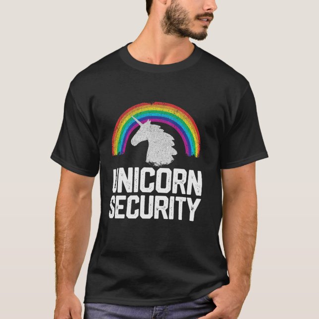 Funny Halloween Costume Gift Unicorn Security Rain T-Shirt (Front)