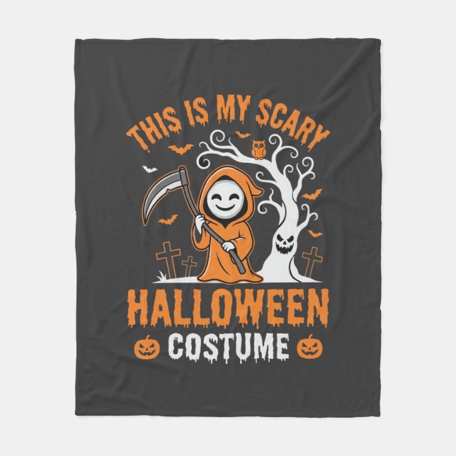 Funny Halloween Costume Grim Reaper Graveyard Desi Fleece Blanket (Front)