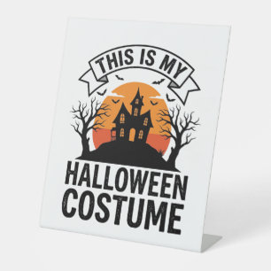 Funny Halloween Costume Haunted House Vintage Shir Pedestal Sign