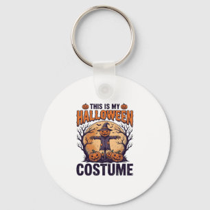 Funny Halloween Costume Pumpkin Witch Shirt Design Key Ring