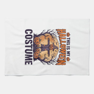 Funny Halloween Costume Pumpkin Witch Shirt Design Tea Towel
