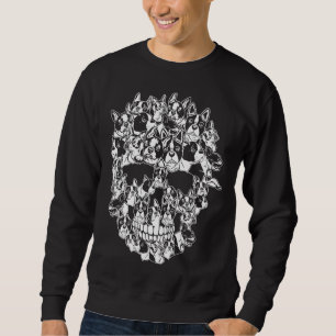 Funny Halloween Costume Skull Boston Terrier Dog L Sweatshirt
