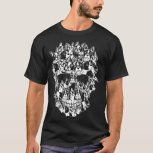 Funny Halloween Costume Skull Boston Terrier Dog L T-Shirt