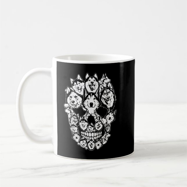 Funny Halloween Costume Skull Siberian Husky Dog L Coffee Mug (Left)