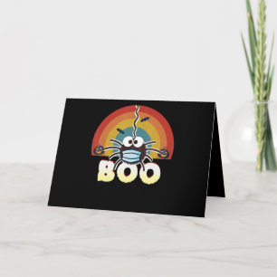 Funny Halloween Costume Spider Wearing Mask Boo Card