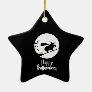 Funny Halloween Costume Witch Hippo Lover Gift Ceramic Ornament