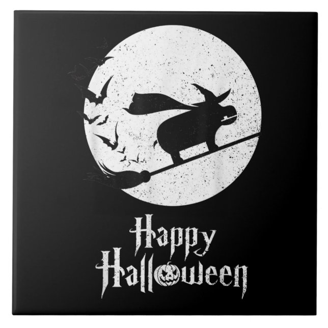 Funny Halloween Costume Witch Hippo Lover Gift Ceramic Tile (Front)