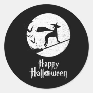 Funny Halloween Costume Witch WHIPPET Dog Lover Classic Round Sticker