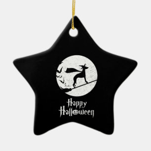Funny Halloween Costume Witch WHIPPET Dog Lover Gi Ceramic Ornament