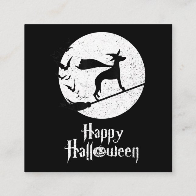 Funny Halloween Costume Witch WHIPPET Dog Lover Square Business Card (Front)