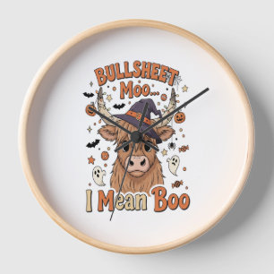 Funny Halloween Cow Bullsheet I Mean Clock
