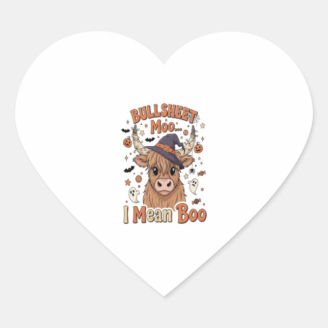 Funny Halloween Cow Bullsheet I Mean Heart Sticker (Front)