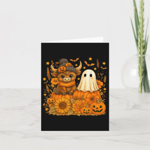 Funny Halloween Cow Ghost Spooky Autumn Pumpkin  Card