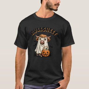 Funny Halloween Cow Pun Bullsheet Ghost Costume T-Shirt
