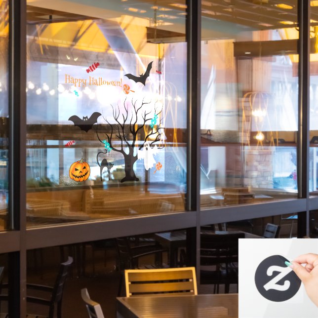 Funny Halloween creatures and candies (Restaurant Window)