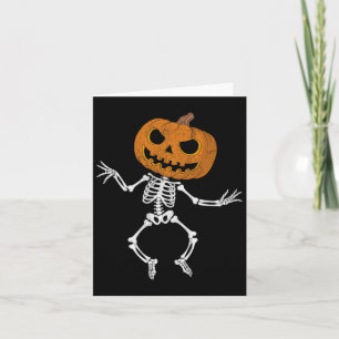Funny Halloween Cute Skeleton Pumpkin Skull Dabbin Card