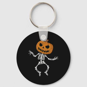 Funny Halloween Cute Skeleton Pumpkin Skull Dabbin Key Ring