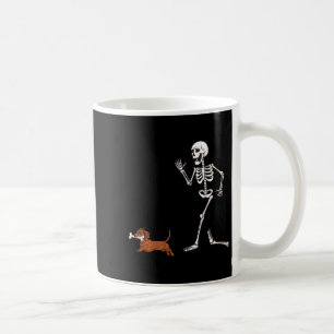 Funny Halloween Dachshund And Skeleton  Coffee Mug
