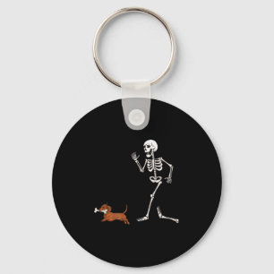 Funny Halloween Dachshund And Skeleton Key Ring