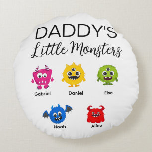 Funny Halloween Daddy's Little Monster Round Cushion
