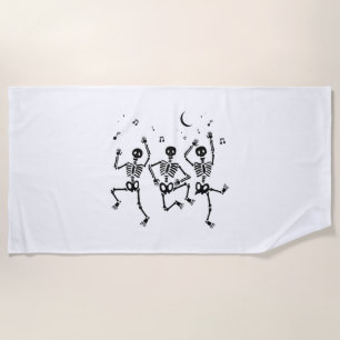 Funny Halloween Dancing Skeletons Happy Halloween Beach Towel