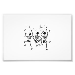Funny Halloween Dancing Skeletons Happy Halloween Photo Print