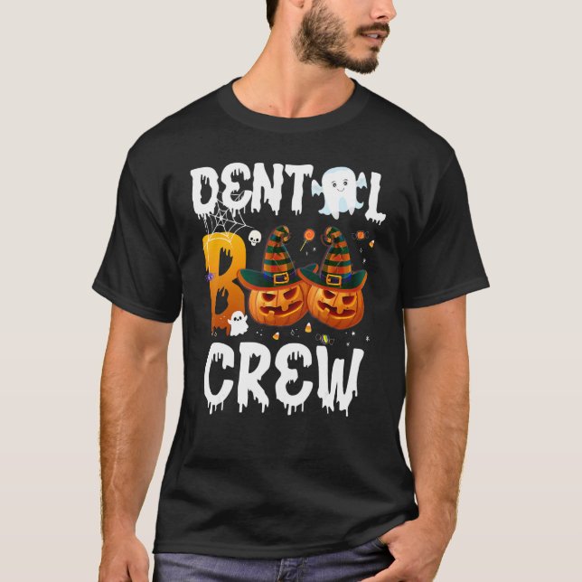 Funny Halloween Dental Boo Crew Nurse Dentist Doct T-Shirt (Front)