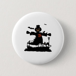 Funny halloween design with scarecrow 6 cm round badge