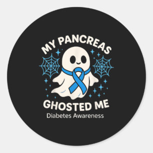 Funny Halloween Diabetes Awareness My Pancreas Gho Classic Round Sticker
