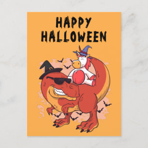 Funny Halloween Dinosaur Cute Unicorn Postcard