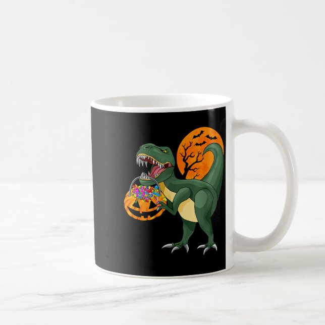 Funny Halloween Dinosaur Pumpkin Y T Rex Boys Kids Coffee Mug (Right)