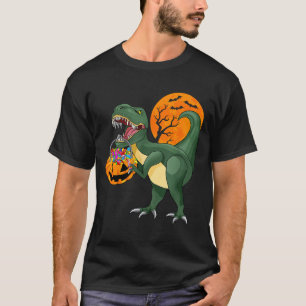 Funny Halloween Dinosaur Pumpkin Y T Rex Boys Kids T-Shirt