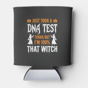 Funny Halloween DNA Test Witch Graphic Can Cooler
