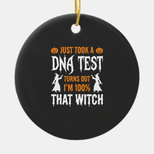Funny Halloween DNA Test Witch Graphic Ceramic Ornament (Front)