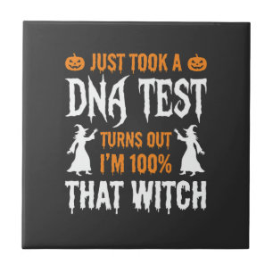 Funny Halloween DNA Test Witch Graphic Ceramic Tile