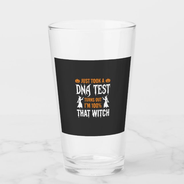Funny Halloween DNA Test Witch Graphic Glass (Front)