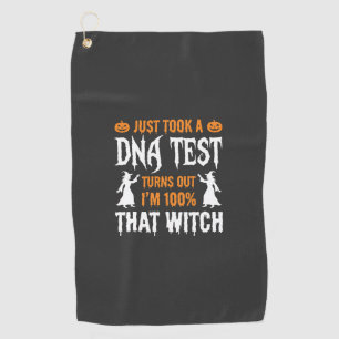 Funny Halloween DNA Test Witch Graphic Golf Towel