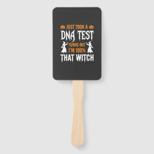 Funny Halloween DNA Test Witch Graphic Hand Fan
