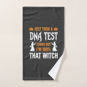 Funny Halloween DNA Test Witch Graphic Hand Towel
