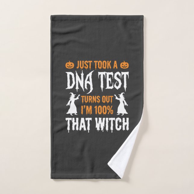 Funny Halloween DNA Test Witch Graphic Hand Towel (Hand Towel)